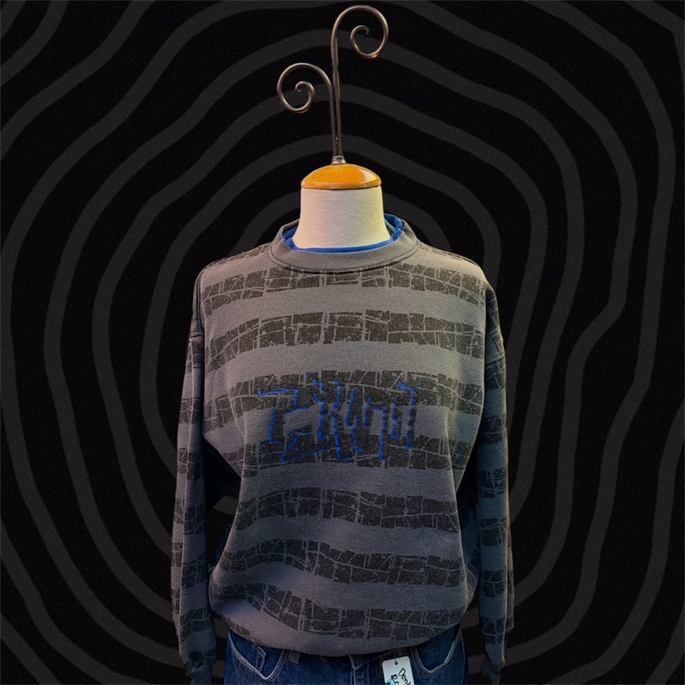 Men's Gray and Blue Sweater